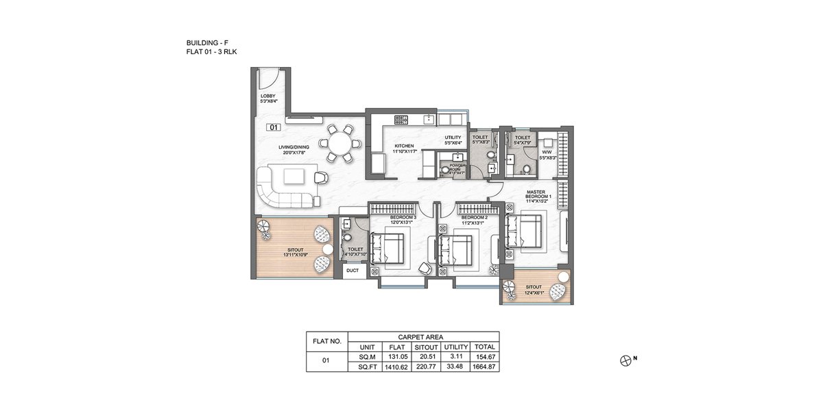 Building - F (Flat 01 - 3 RLK)