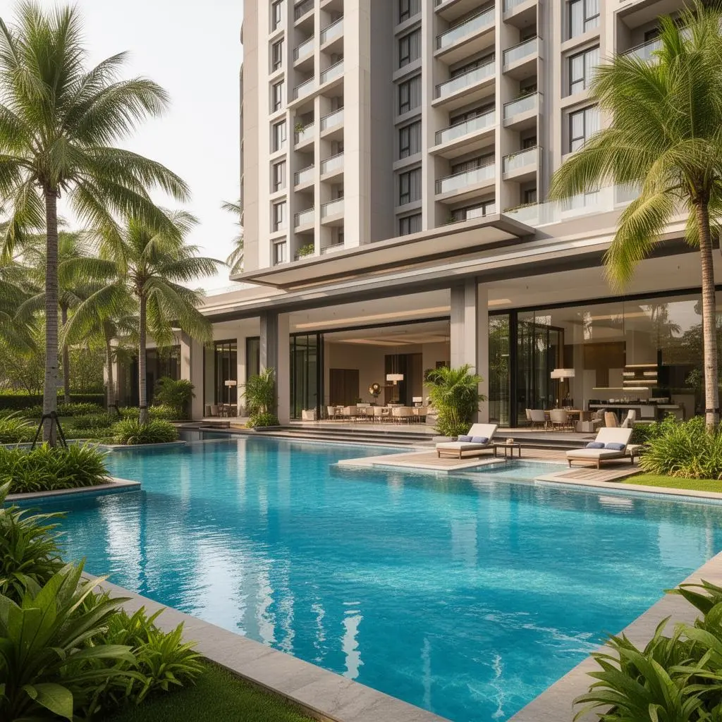 Rooftop infinity pool amenity at 1 Presidential Sereno Baner