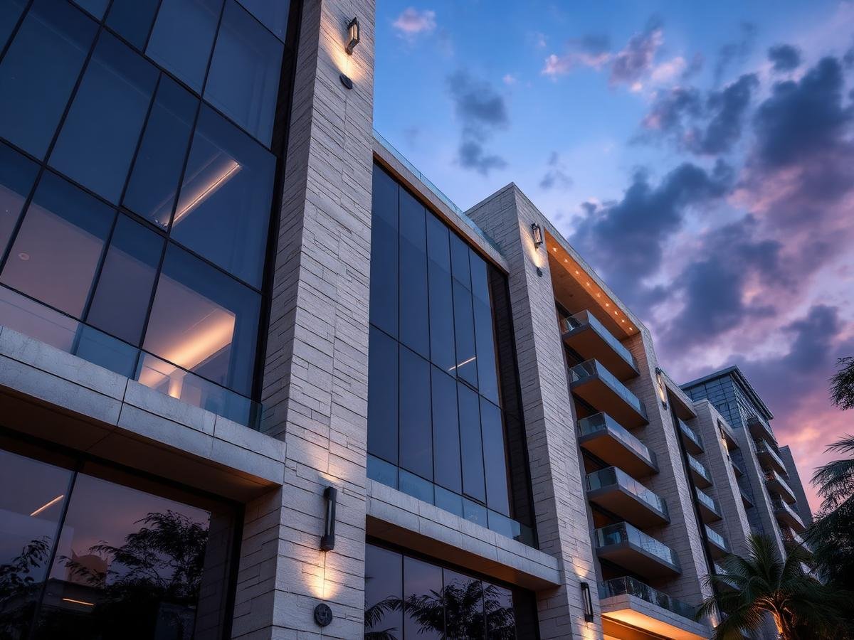 Iconic facade of NOW Realty tower in Baner